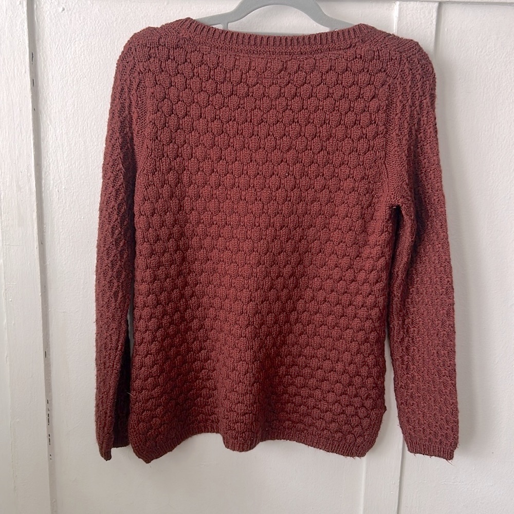 Anthropologie Field and Flower Maroon Textured Knit Sweater Size M - Picture 2 of 6